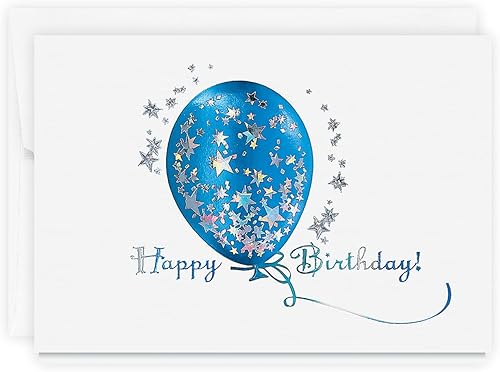 Paquete de 1 tarjeta, tarjeta de cumpleaños con sobre forrado de perlas (Birthday Starburst)