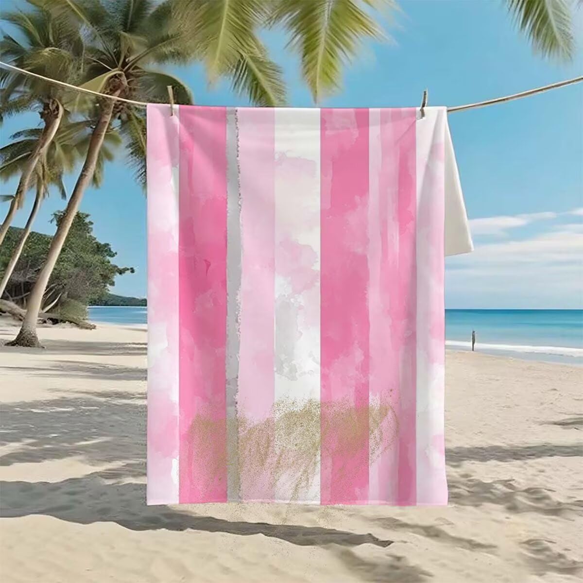 Telo Mare XXL 220x100cm/35x70cm, 2 Set Telo Mare Microfibra Banda Asciugamano Palestra Uomo, Antisabbia, Leggero, Asciugatura Rapida, Teli da Spiaggia Grandi Accessori per Camping Natation Yoga E-13