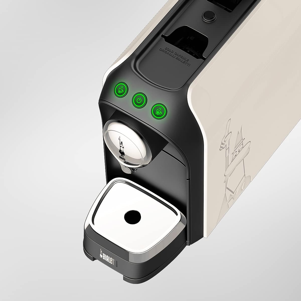 Bialetti Super, Macchina Caffè Espresso per Capsule in Alluminio, Supercompatta, Serbatoio 700 ml, Bianco Latte