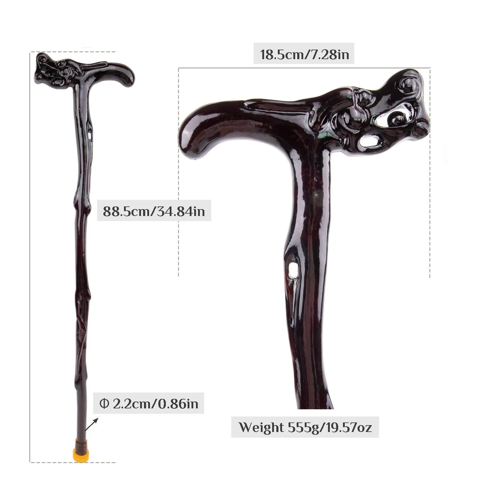 Bastoni da Passeggio in Legno a Forma di Drago, con Impugnatura Ergonomica e Punta in Gomma Antiscivolo, Bastone Decorativo di Lusso Cospaly per Uomo e Donna 88 Cm