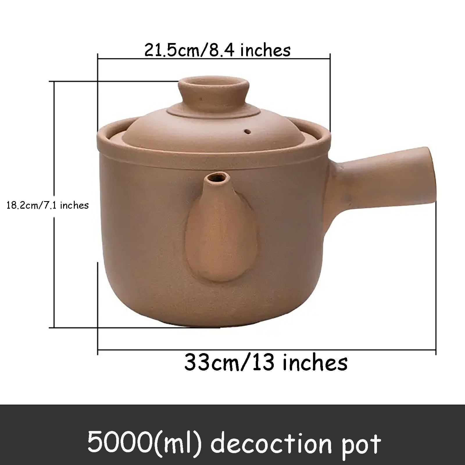 Chiński garnek ceramiczny, naturalny garnek z terakoty z pokrywką do zupy, wywaru ziołowego, fasoli i powolnego gotowania