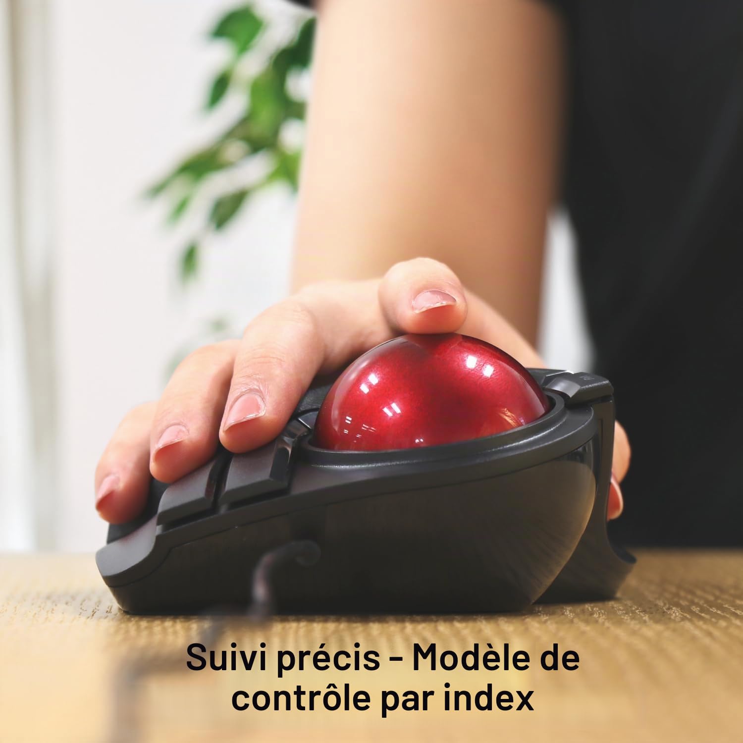 ELECOM Grande Souris trackball Filaire avec Fonction à 8 Boutons, Repose-Poignet attaché, Boule Rouge Lisse Windows11, macOS (M-HT1URBK)