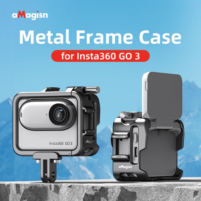 Image of Aluminum Frame Cage with Lens Silicone Corver Case and Screen Protector for Insta360 GO 3,Metal Protective Durable Housing Case with Cold Shoe Mount (Model Number 1)