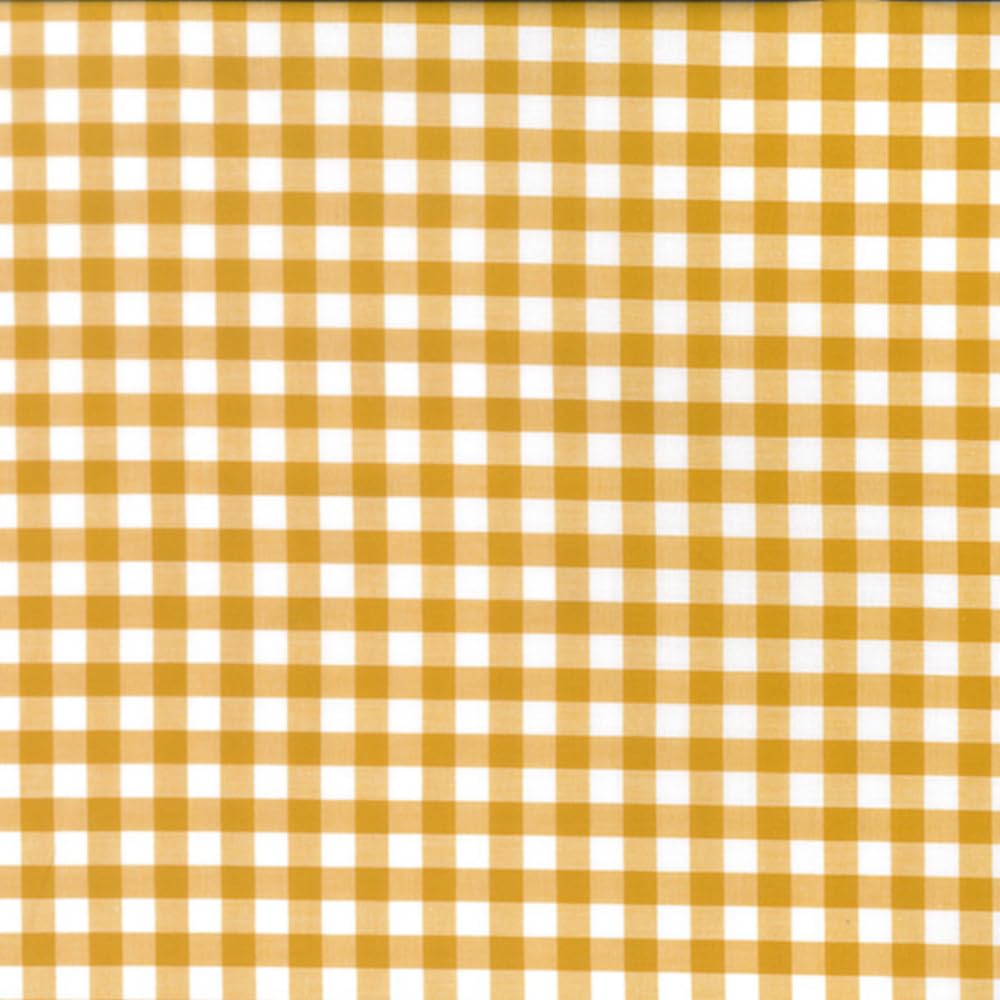 Oh Sew Crafty Limited Ochre 100% Yarn Dyed Cotton Fabric 9Mm Gingham Check Squares 144Cm Wide (Price Per Metre) (Ochre)