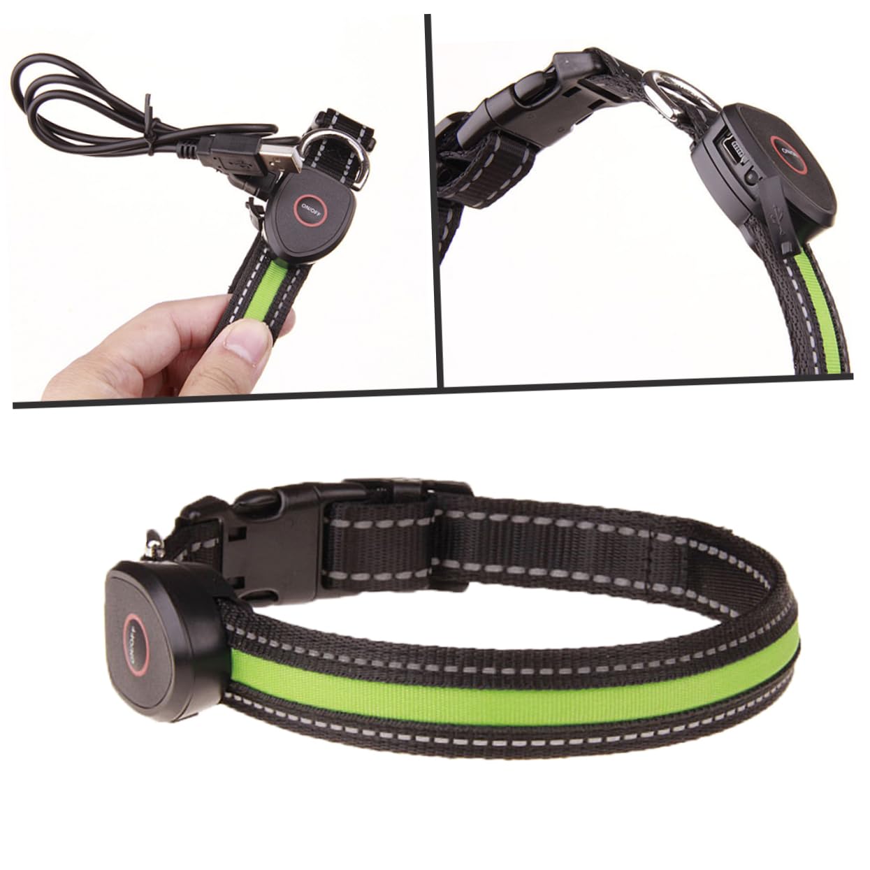 BESPORTBLE 3 Piezas Cuello Circular Seguimiento de Mascotas Collar de Mascota Collar de Brillante luz de un Cuello Iluminado LED para Mascotas USB Anillo de Cadena