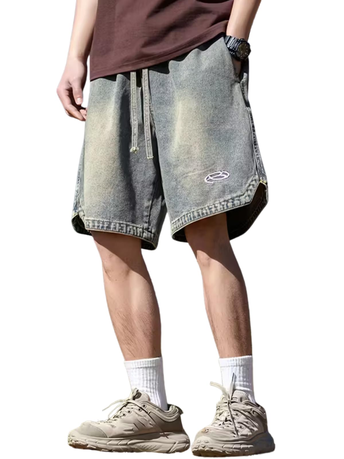 GRECIILOOKS Denim Shorts for Men Stylish | Casual Knee Length Washed Jorts | Regular Fit Jeans Half Pant for Men with Distressed Design | Bermuda Mens Shorts for Summer Travel Streetwear-image-5