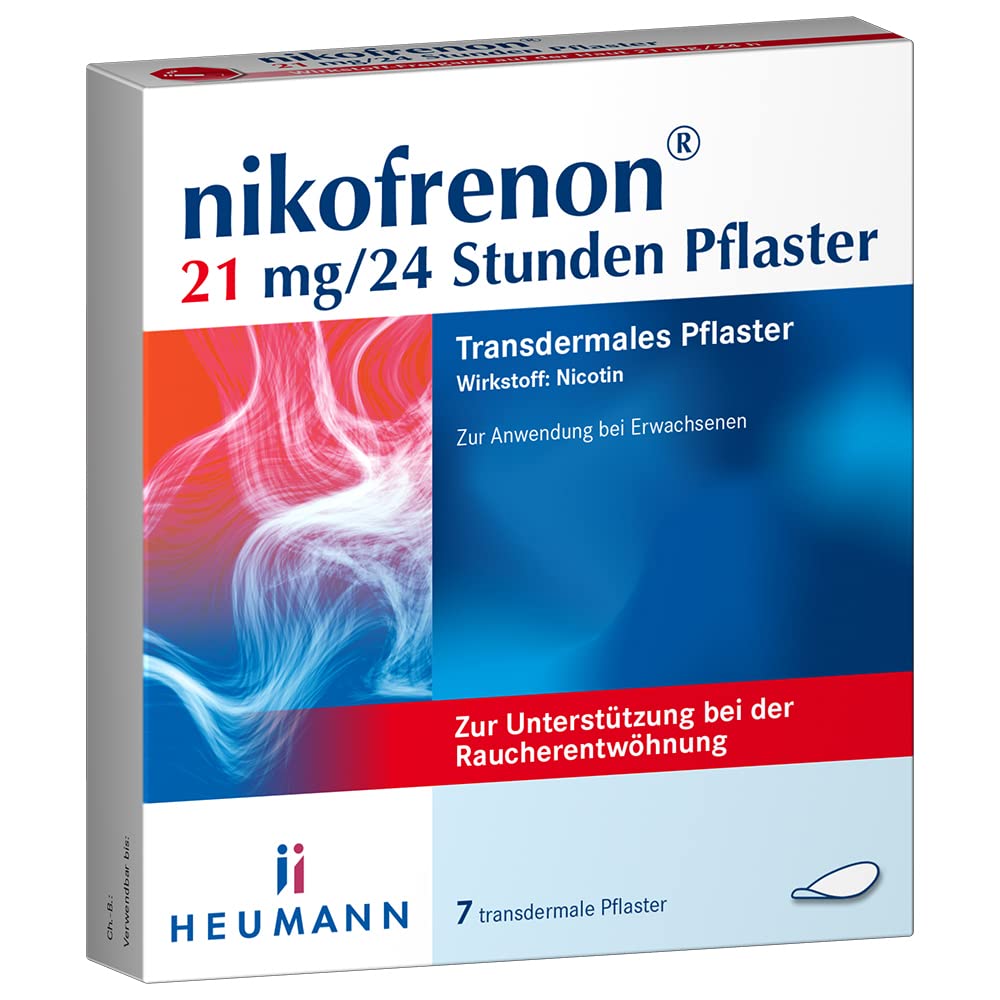 nikofrenon 21 mg/24 Stunden Pflaster - Nikotin-Pflaster zur Unterstützung der Raucherentwöhnung, mindert Entzugserscheinungen bei Nikotin-Abhängigkeit, transdermale Pflaster, 24h Wirkung, 7 St 7 Stück (1er Pack) 21 mg