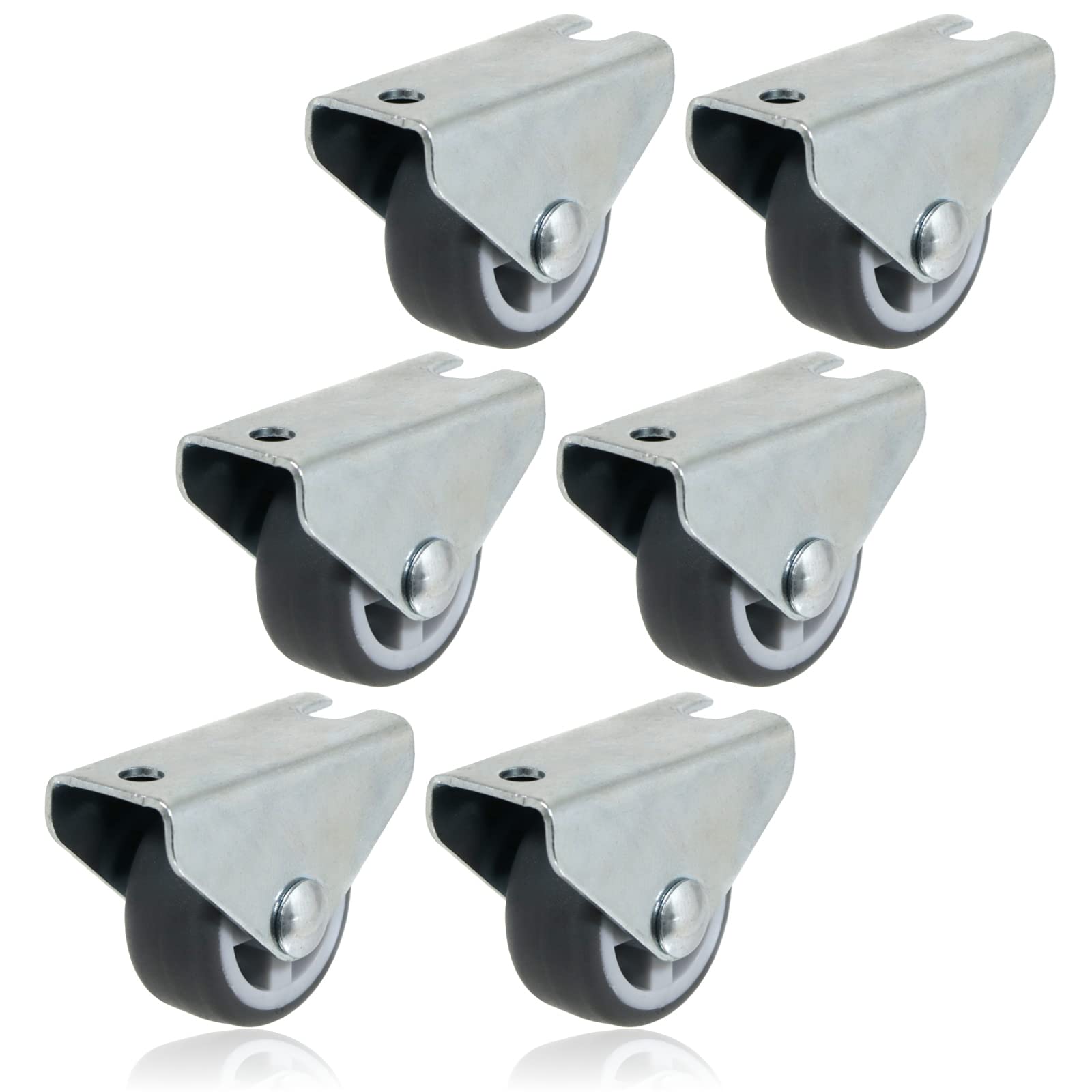 Spares2go Light/Grey Universal Castor Trolley Wheels Fixed Plate Fixing 1'' Mini Wheel (32Mm, Pack Of 6)