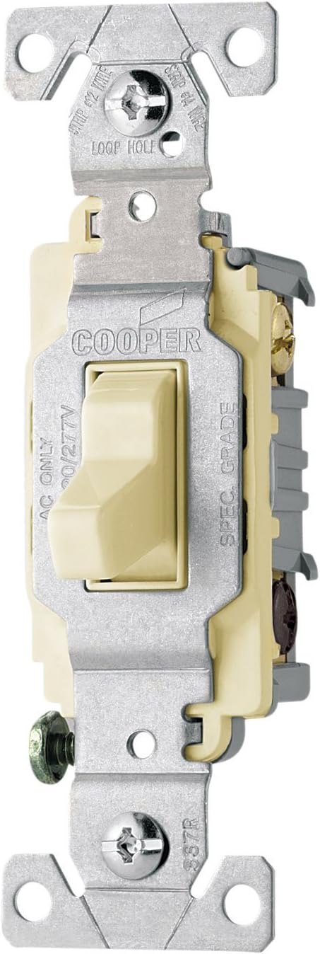 Cooper Wiring Devices CS315W 120-volt Commercial Grade Side Wire AC Quiet Light Switch