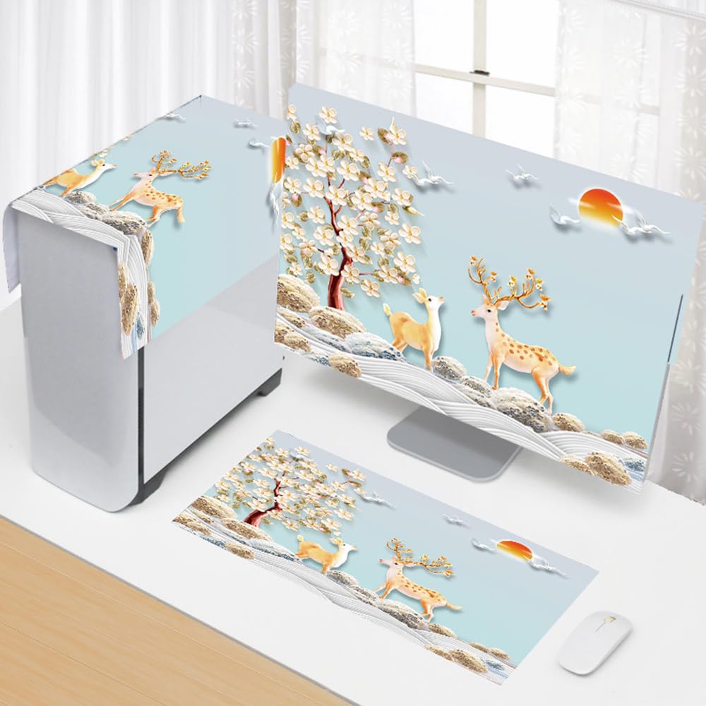 Set 3 Custodie Protettive Per PC - Per Monitor, CPU E Tastiera, Antipolvere, Design Animale, Fino A 24 Pollici - Foto 9