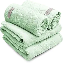 Jogo de Banho 4 Peças Romance Dohler Aveludada 100% Algodão Toalha Fio Penteado Coração Borboleta (Verde 9503)