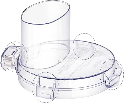 4 Locking Tabs DLC-117BGTXT-1 Food Processor Work Bowl Cover 7-Cup Compatible with Cuisinart DLC-10 Series, Fits Work Bowl FP-631AGTXT-1 Top with 4 Tabs