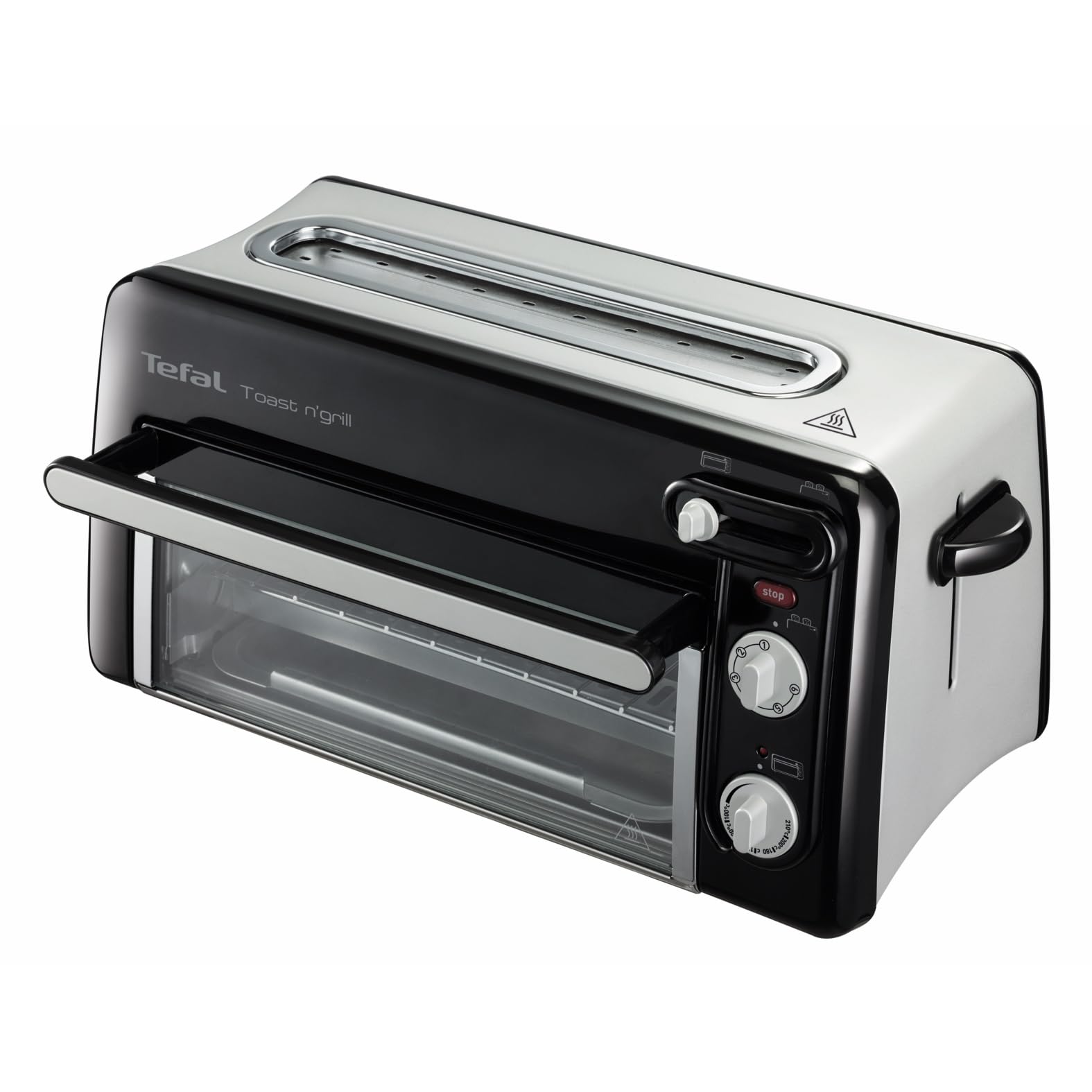 Tefal RETRO Toast n’ Grill – 2-in-1 Toaster und Mini-Backofen, 1300 W, energieeffizienter Mini-Ofen zum Toasten, Grillen & Aufbacken, kompakt, Schwarz/Alu matt, TL6008 [Energieklasse A++]