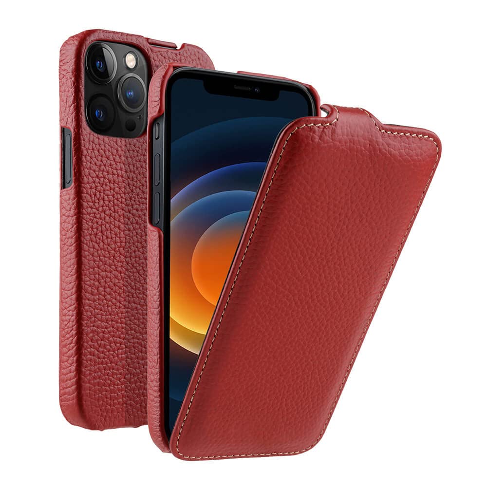 Housse cuir véritable iPhone 11 Pro protection intégrale clapet rouge