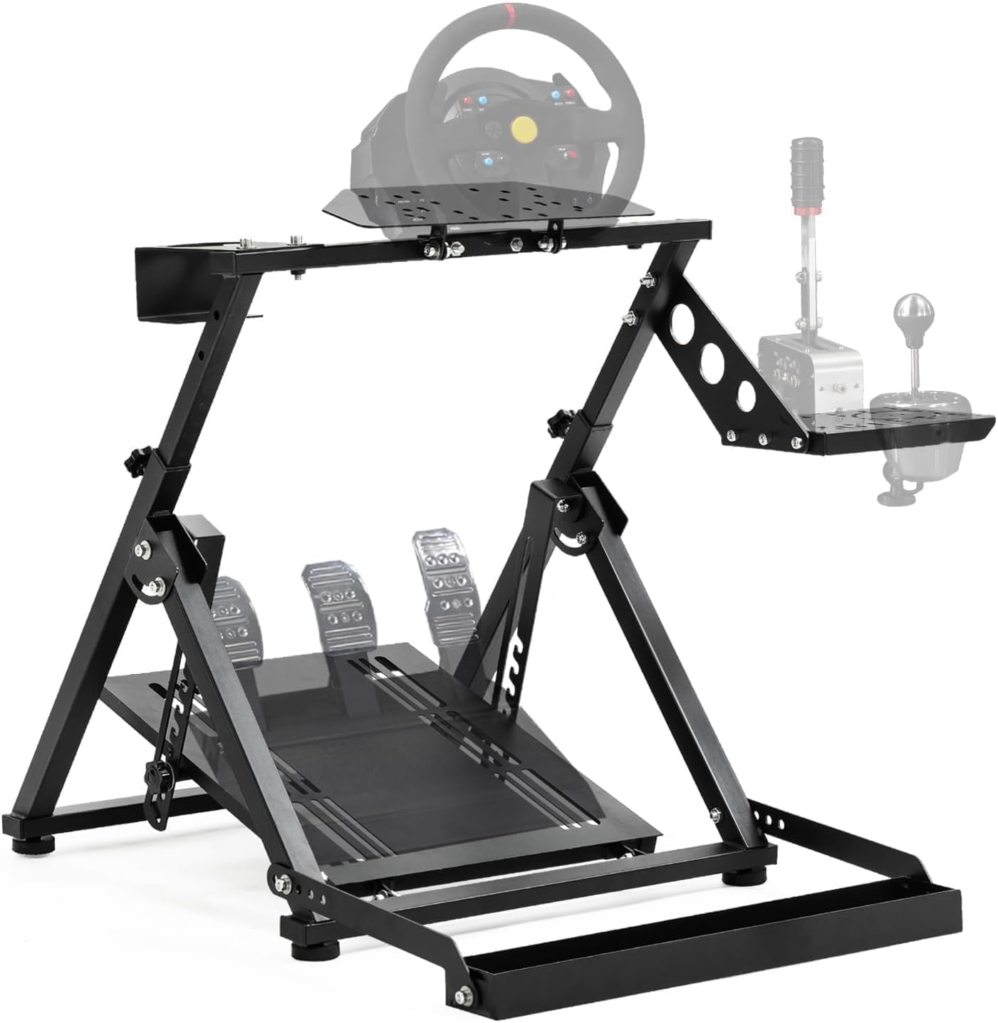 Minneer Racing Wheel Stand X Frame Racing Simulator Steering Wheel Stand Adjustable Angle and Height Fit for Logitech G25, G27, G29, G920 Shifter with seat Slot,Wheel Pedals NOT Included - Black