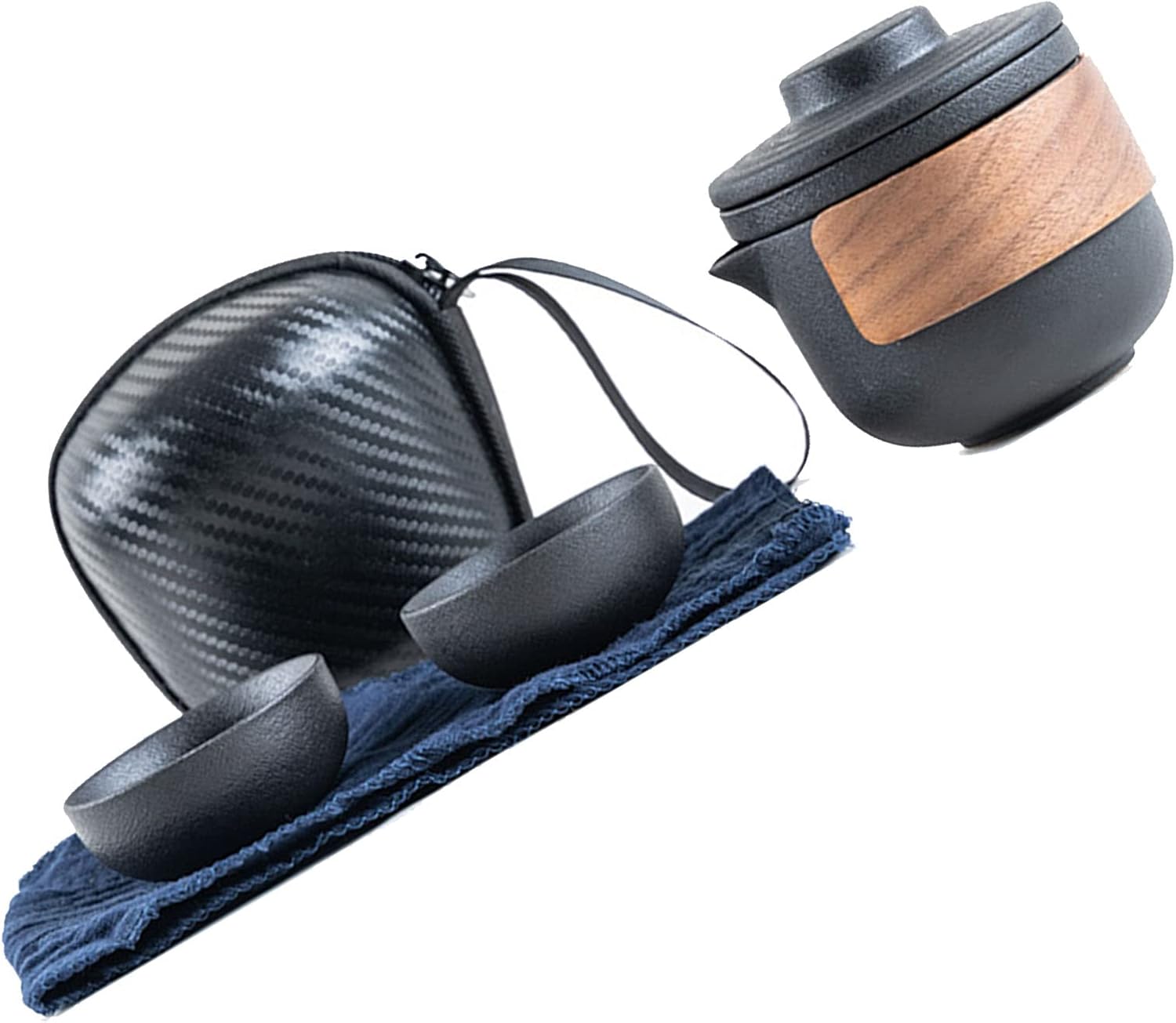 Naroote Portable Tea Pot Cup, Fine Filter Travel Tea Set Ceramic for Outdoor Home