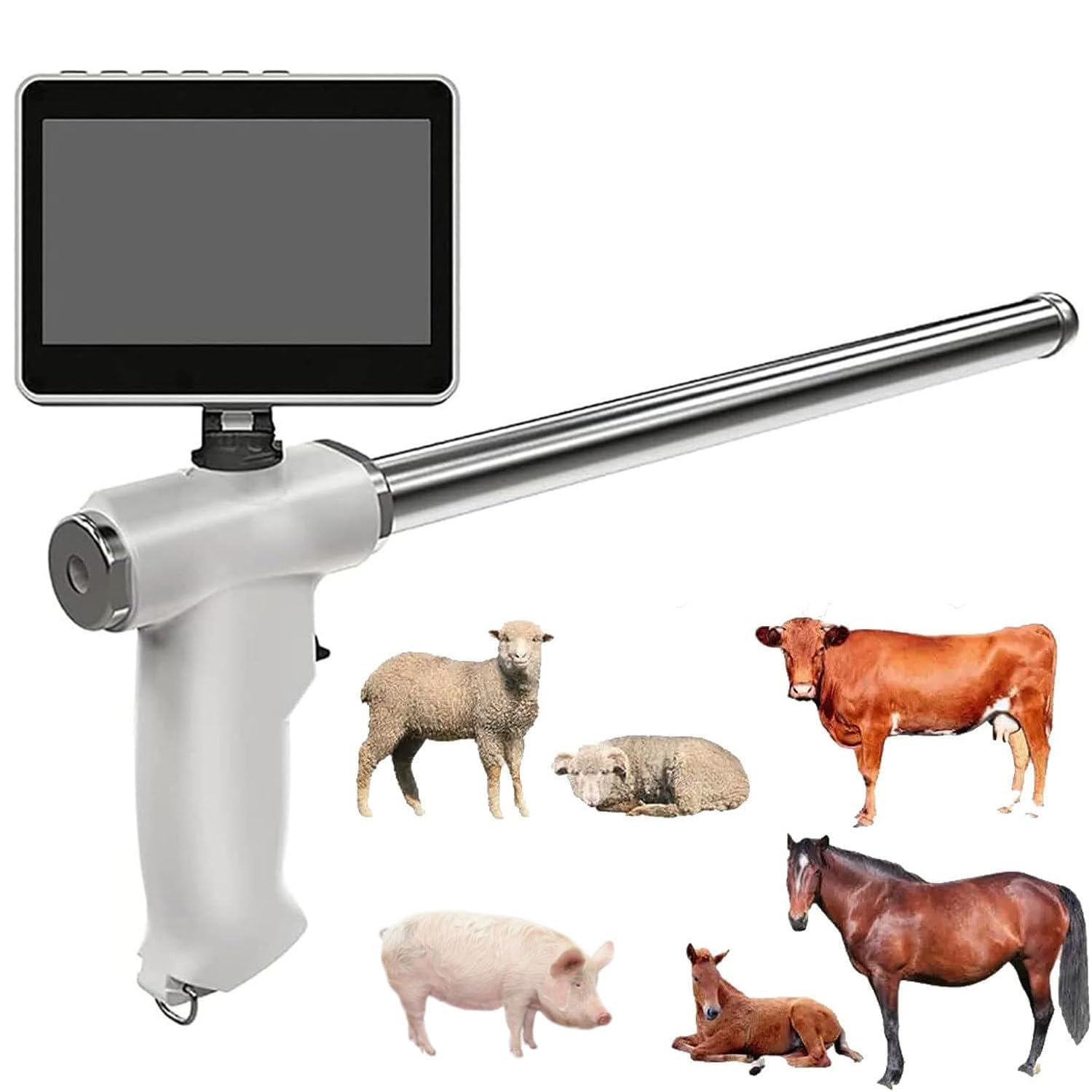 Pistolet do sztucznej inseminacji, narzędzie do wizualnej sztucznej inseminacji świń/psów/owiec, z obrotowym ekranem/zdjęciami/wideo/odtwarzaniem/powiększaniem obrazu/wyjściem