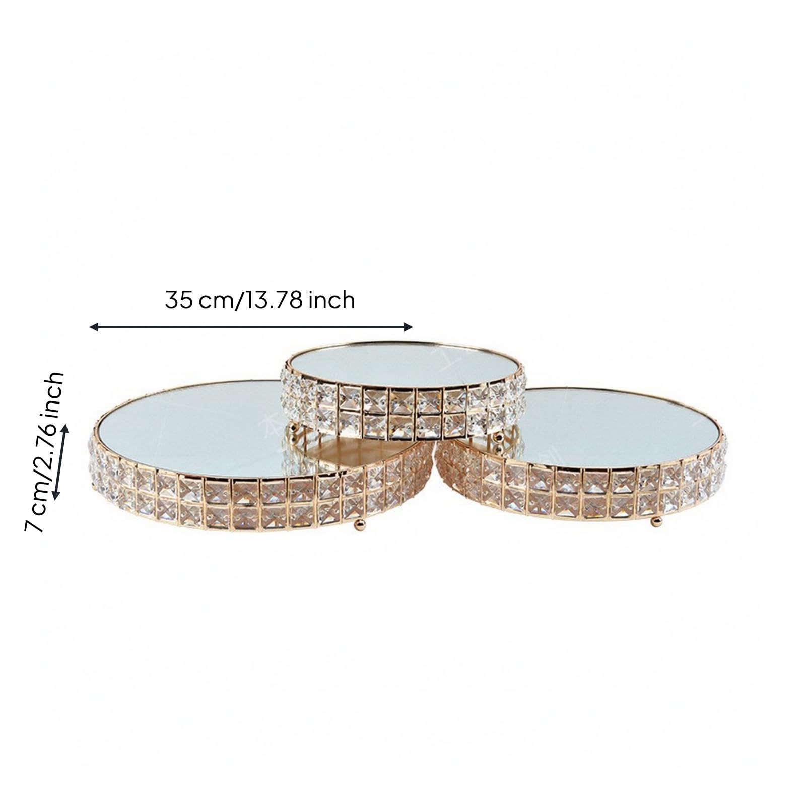 rockible 3 Stück kreisförmige -Dessertplatte rund kreisförmige -Servierplatte reflektierend platte mit facettiertem Rand für Hochzeiten, Gold