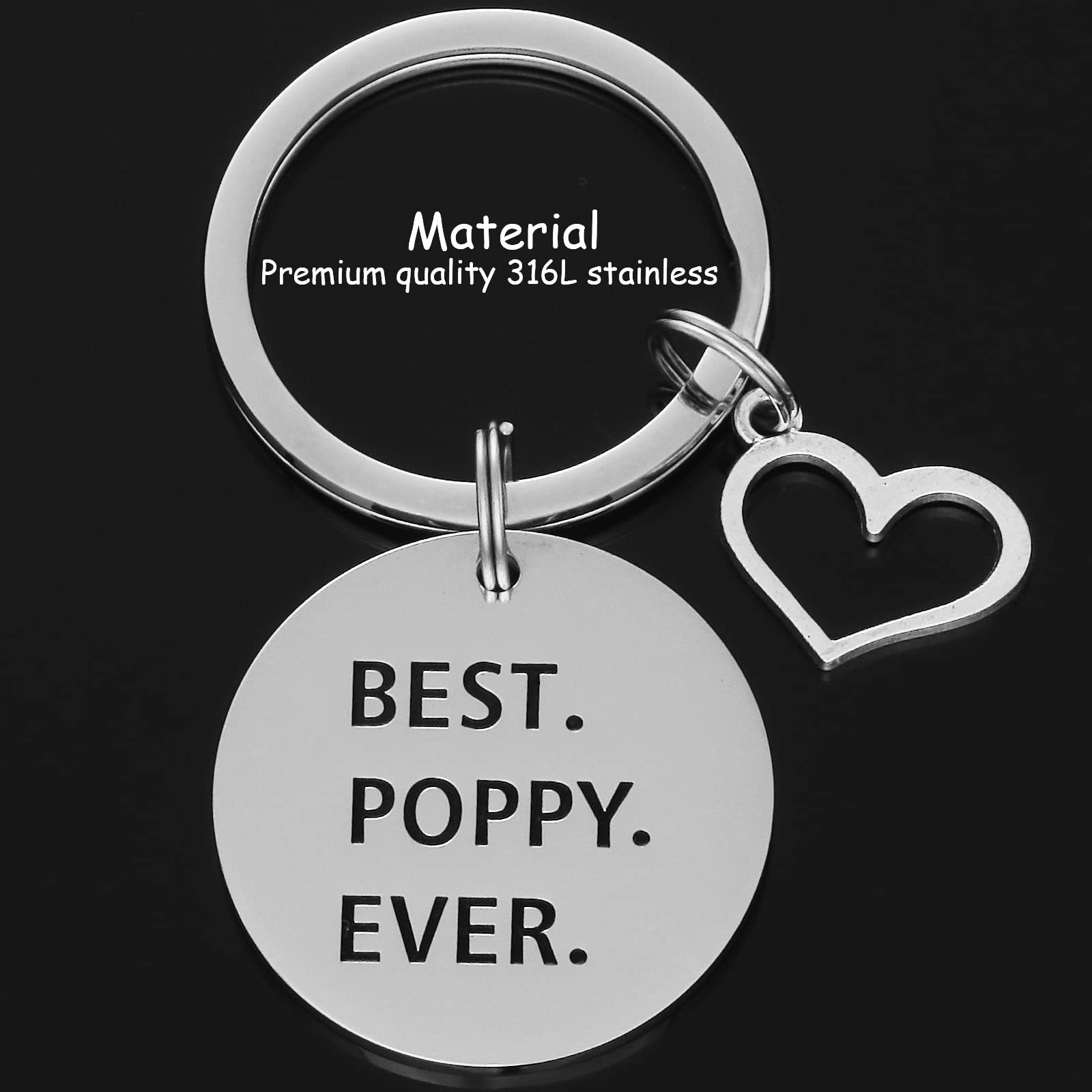 HUTIMY Poppy Gifts Keychain for Men - Poppy Charm Merch - Worlds Best Pappy Stuff Present