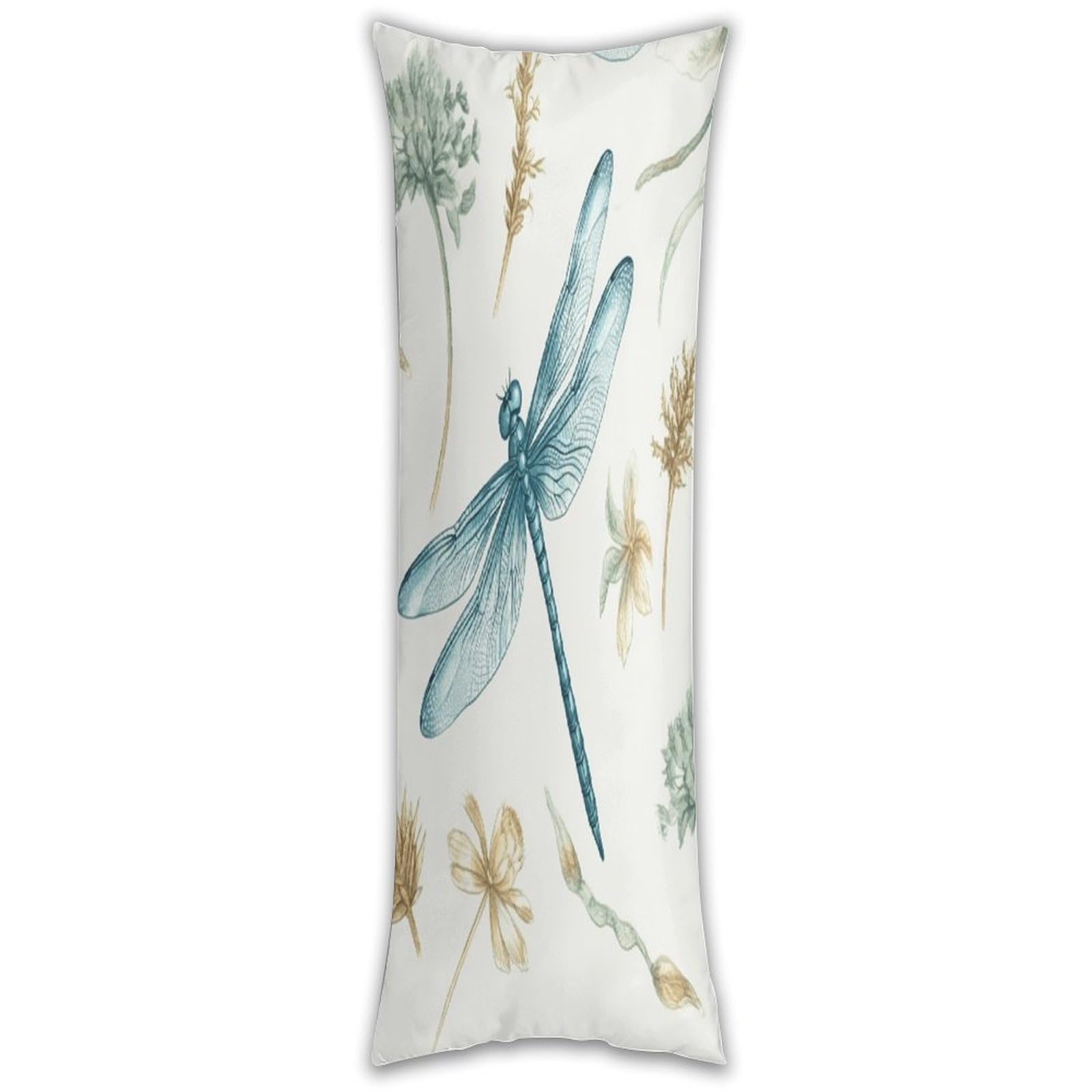 Dragonfly Body Pillow Cover with Hidden Zipper Breathable Polyester Long Pillow Case Cozy Fuzzy Body Pillowcase Ultra Soft Long Pillow Cover for Bedroom 18.9 X 53 in