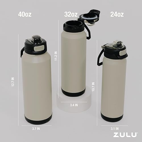 Miniatura 7 de ZULU Powerfill Pro - Botella de agua de acero inoxidable de 24 onzas con tapa de llenado rápido, metal aislado al vacío de triple pared, tapa de