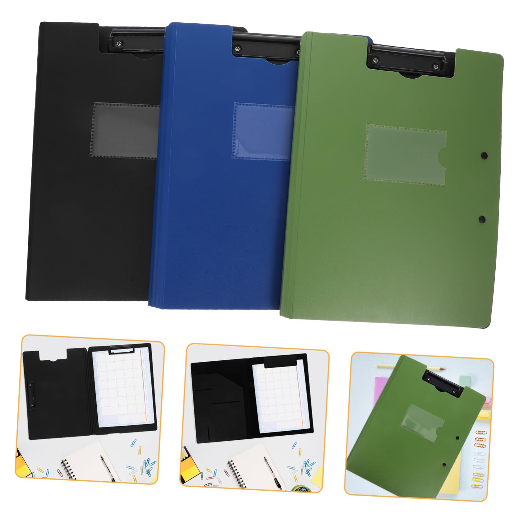 NUOBESTY 6pièces Porte-documents Pliable Plastique avec Double Pince Horizontale Étanche et Portable pour Bureau Soins Infirmiers et Organisation de Documents