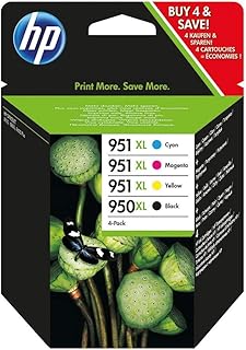 HP 950XL (Black)/951XL (Cyan/Magenta/Yellow) Pack of 4 Genuine Ink Cartridges 950XL (Black)/951XL (Cyan/Magenta/Yellow) Pack of 4 Genuine Ink Cartridges, Black, Cyan, Magenta, Yellow,