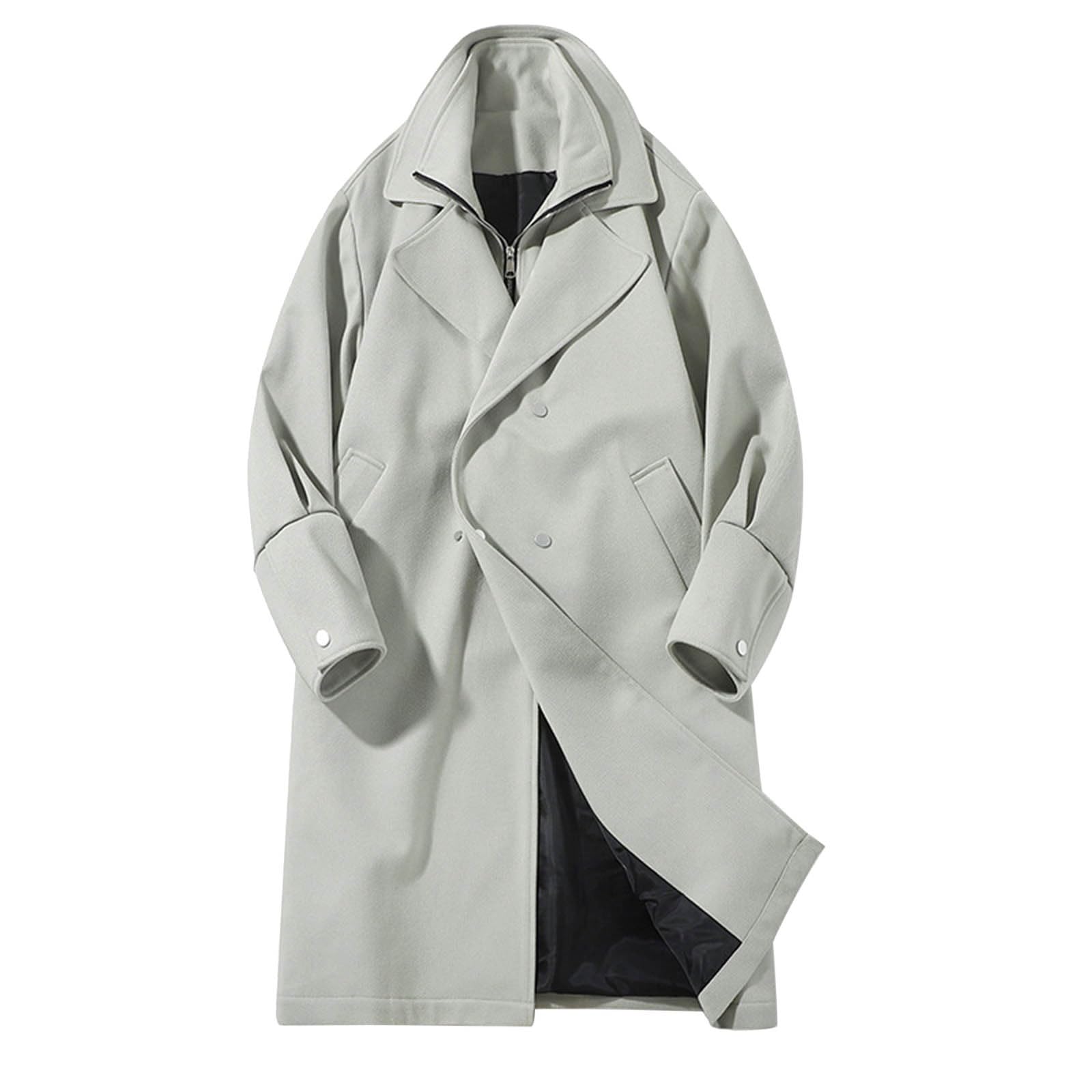 Genérico Gabardina Lana Hombre CláSico Chaqueta de Transición Abrigo de Dos Filas Estilo Británico Largo Abrigo de Invierno con Forro Desmontable para Actividades Al Aire Libre