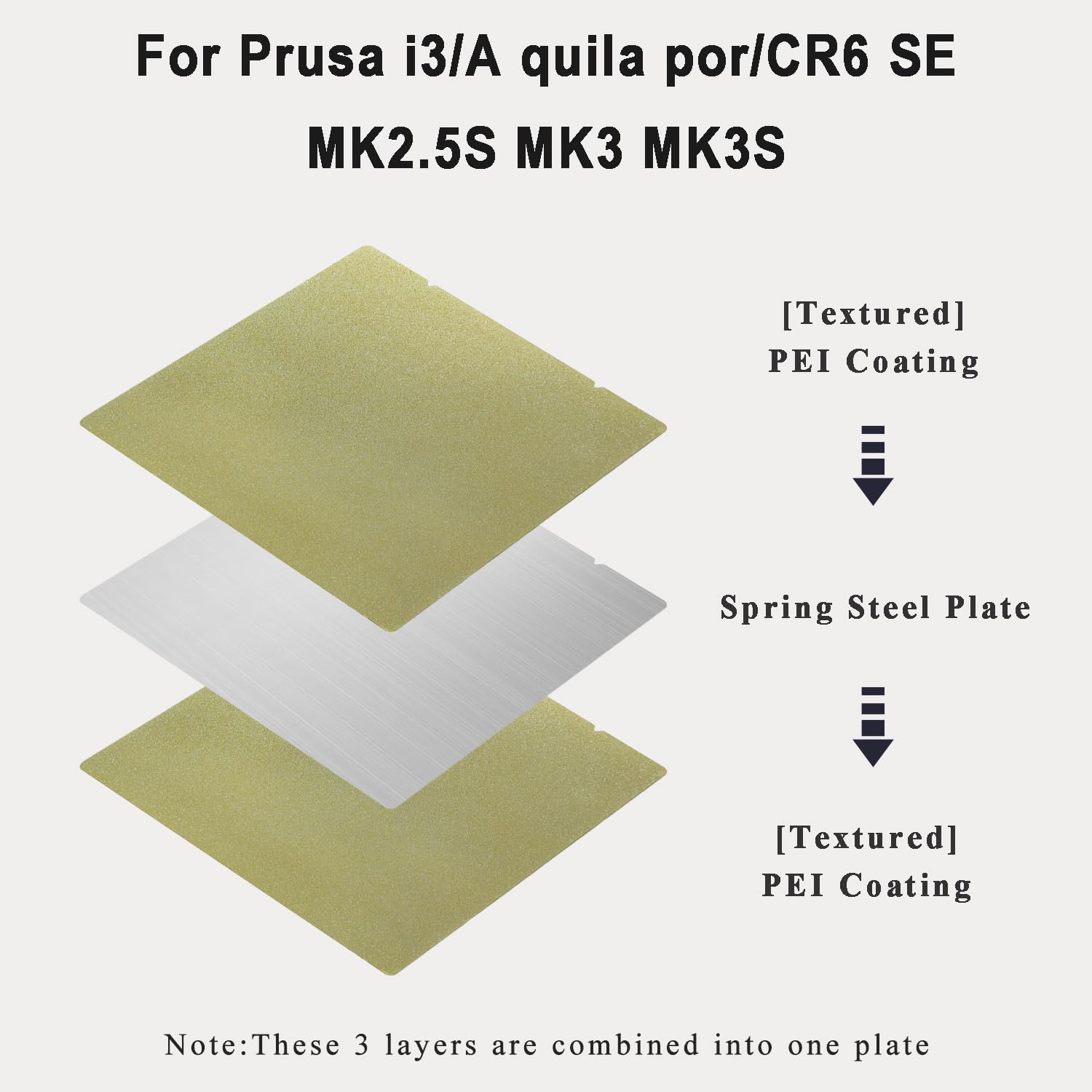 Prusa MK4/Core One Dwustronna Strukturalna Płyta PEI 253,8x241 mm, Elastyczna Płyta PEI do Drukarki 3D, Magnetyczna Płyta Budowlana dla Prusa i3 MK2, MK2.5S, MK52, MK3, MK3S, MK3S+, Bez Podstawy
