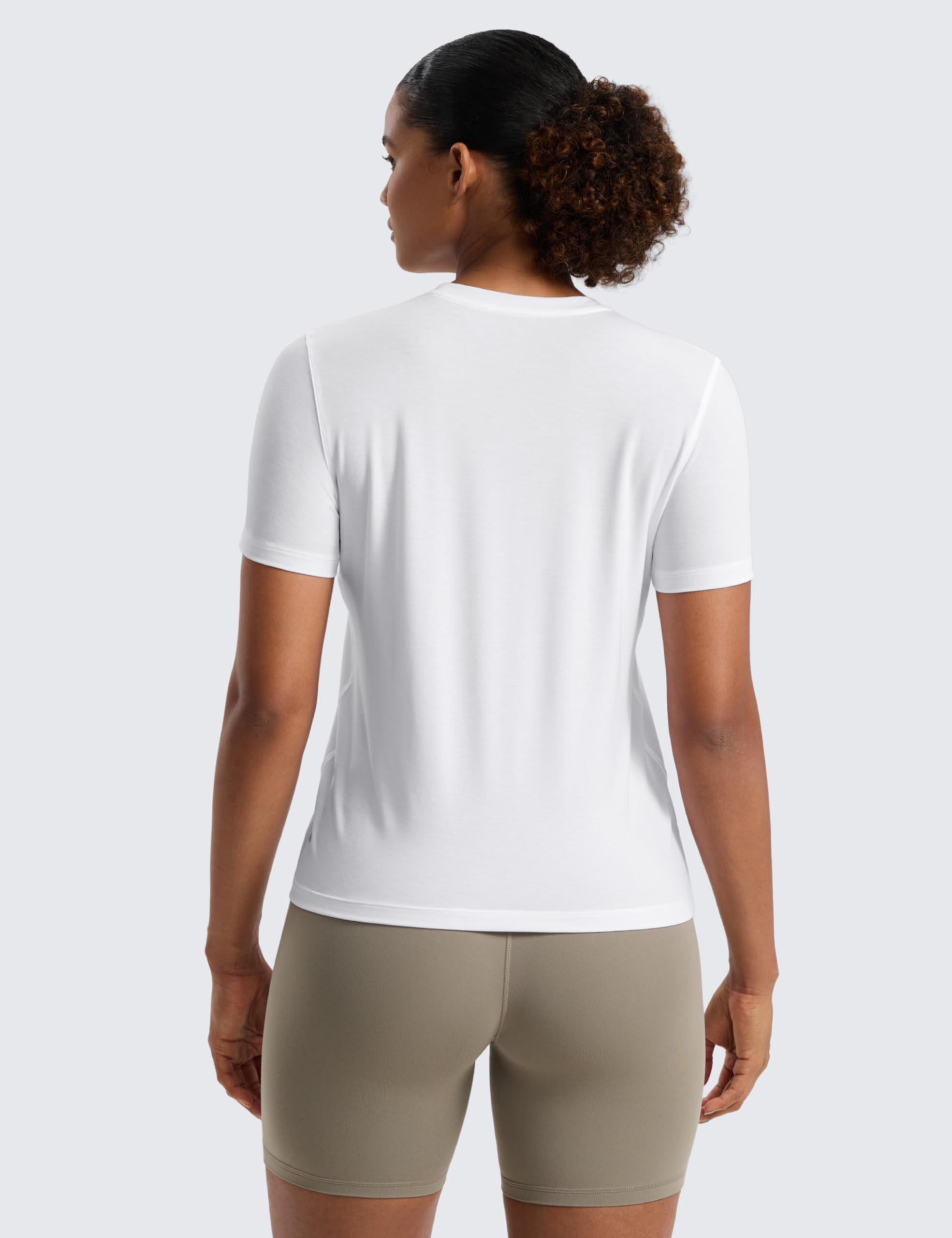 CRZ YOGA Quick Dry Workout Tops for Women Hip Length - Athletic Running Gym Yoga Short Sleeve Shirts Crewneck Basic Tees — view 2