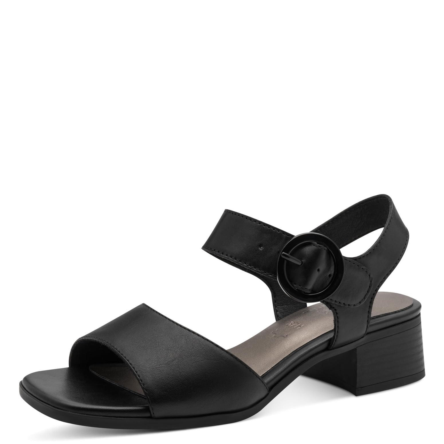 Jana Women's Softline Leather Heel 8-28705-46 Sandals with Heel, Black, 37 EU