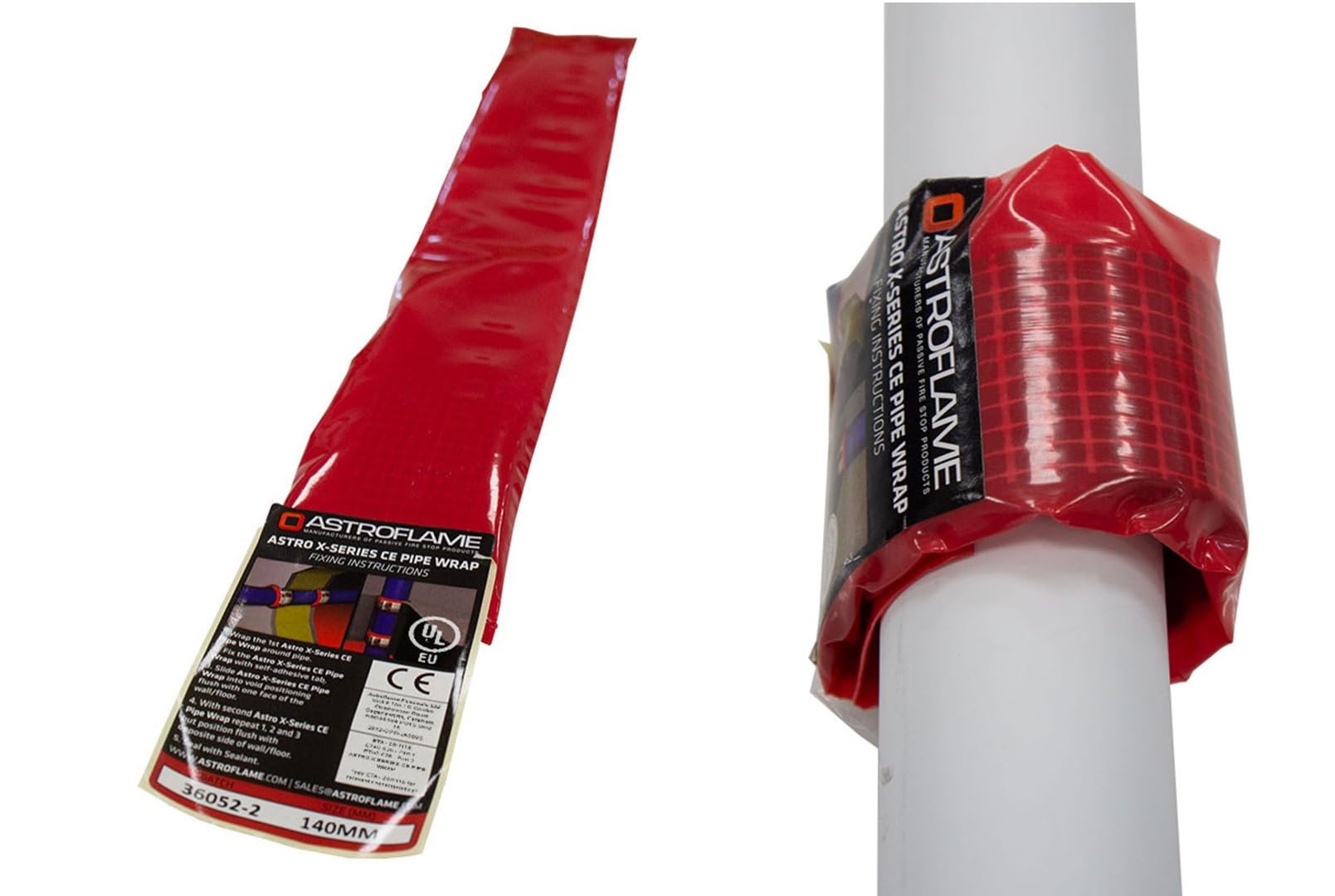 Astroflame Intumescent Fire Resistance CE Marked Pipe Wrap for PVC, PP, HDPE and PE Pipes for Different Pipe Size, Internal Use (82mm)