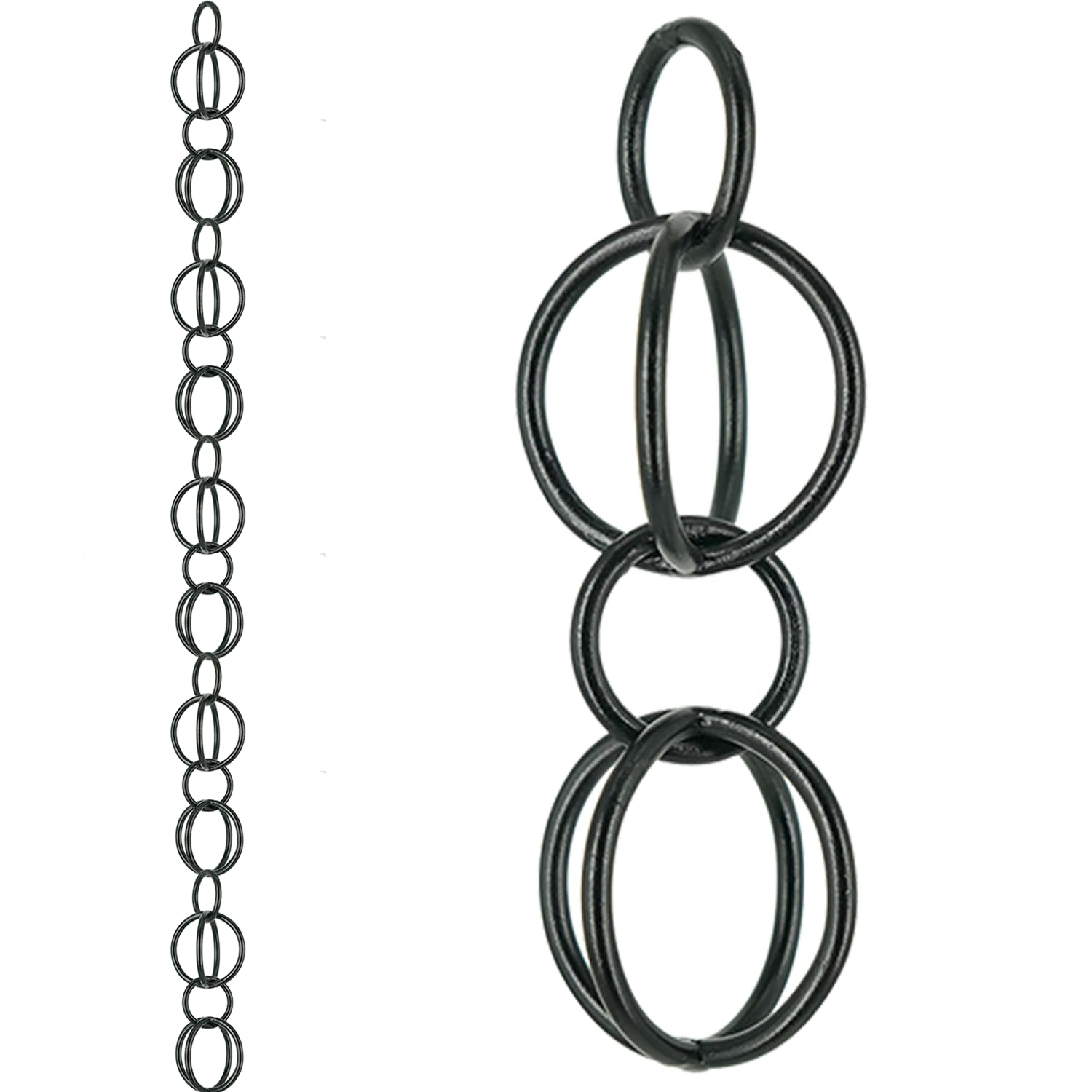 DFTDFYXYRain Chain Outdoor Rain Chains Aluminum Rain Chain Mill Finish Aluminum Gutter Adapter Downspout Catcher Water Feature Or Downpipe for Eaves Drainage,Outdoor Decor,Black,1m(3.2ft)