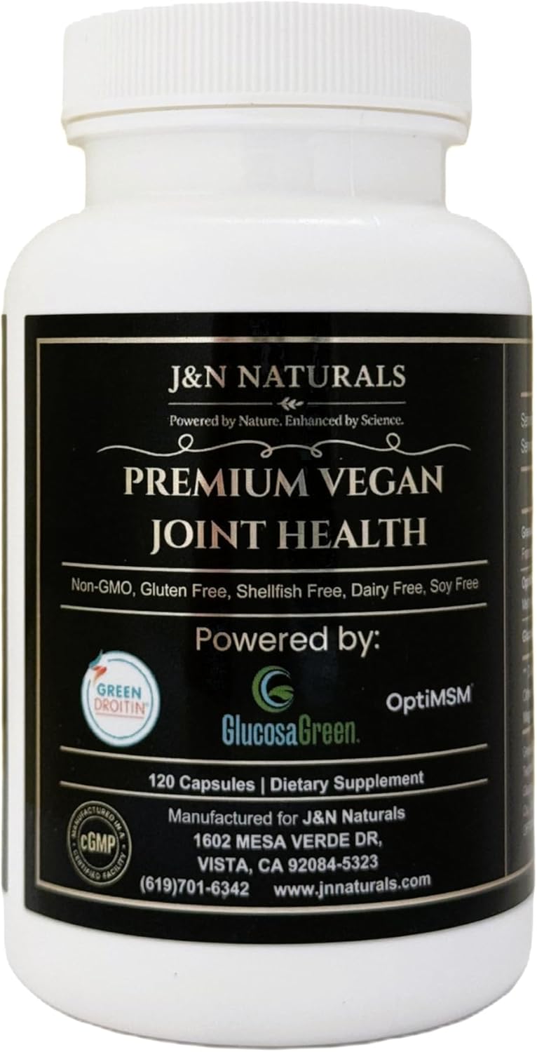Vegan Glucosamine Chondroitin MSM Joint Support Supplement for Women and Men. Snow Mushroom Chondrotin Sulfate OptiMSM® Mobility, Cartilage & Flexibility Support Shellfish-Free, Non-GMO 120 Capsules