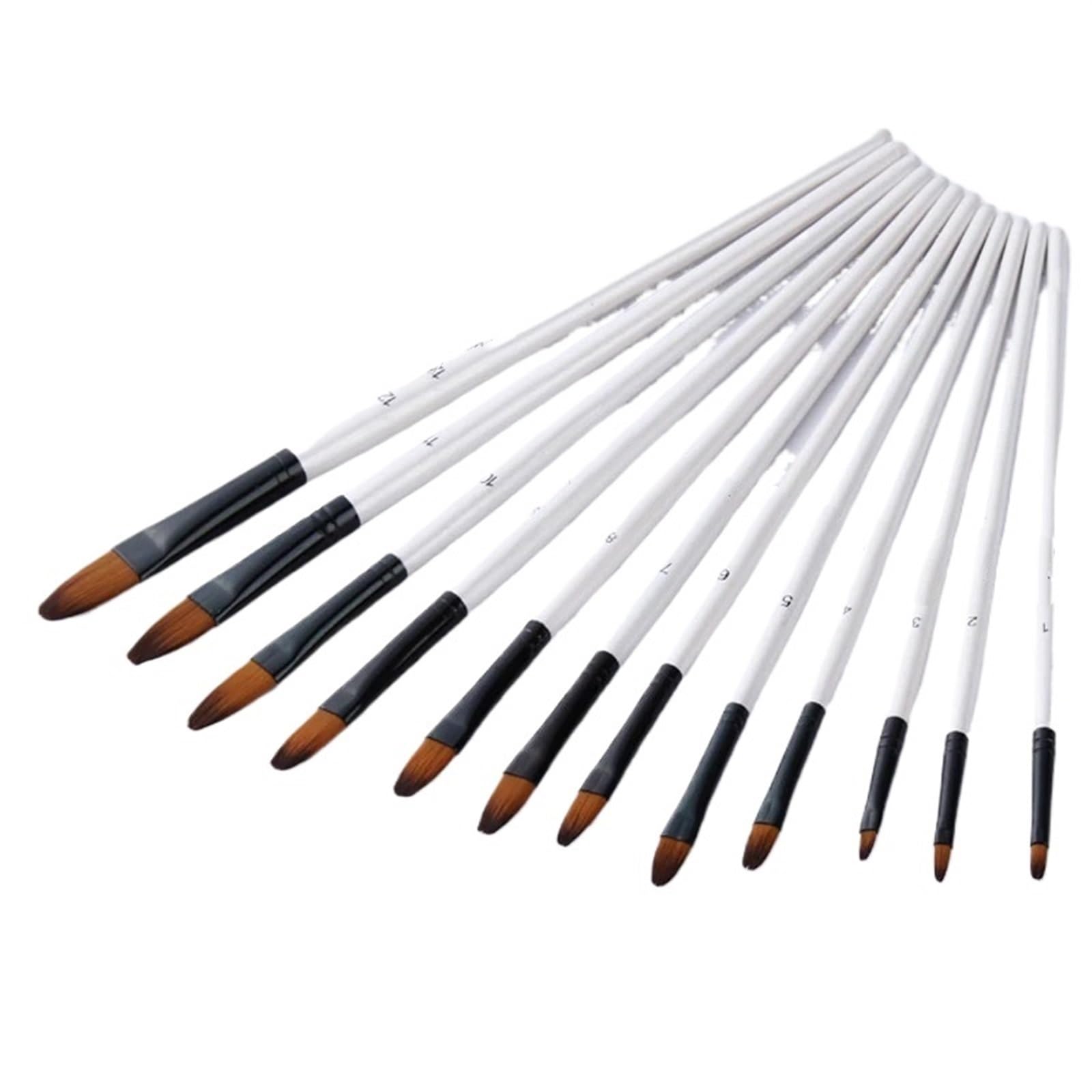 Pinceles para Pintar, 12 Piezas de Pelo de Nailon con Mango de Madera, Juego de Pinceles para Acuarela para Aprender a Pintar al óleo y acrílico, suministr,One Color-6