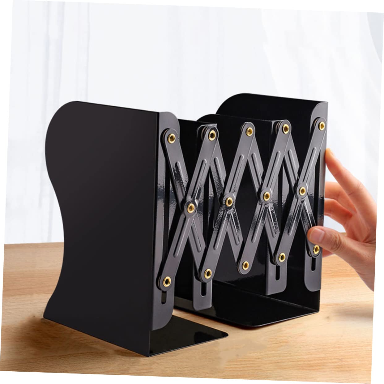 Fermalibri da Scrivania Telescopico Nero in Metallo e Plastica | Organizer per Libri e Documenti, Design Semplice e Creativo, per Tavolo, Supporto Regolabile