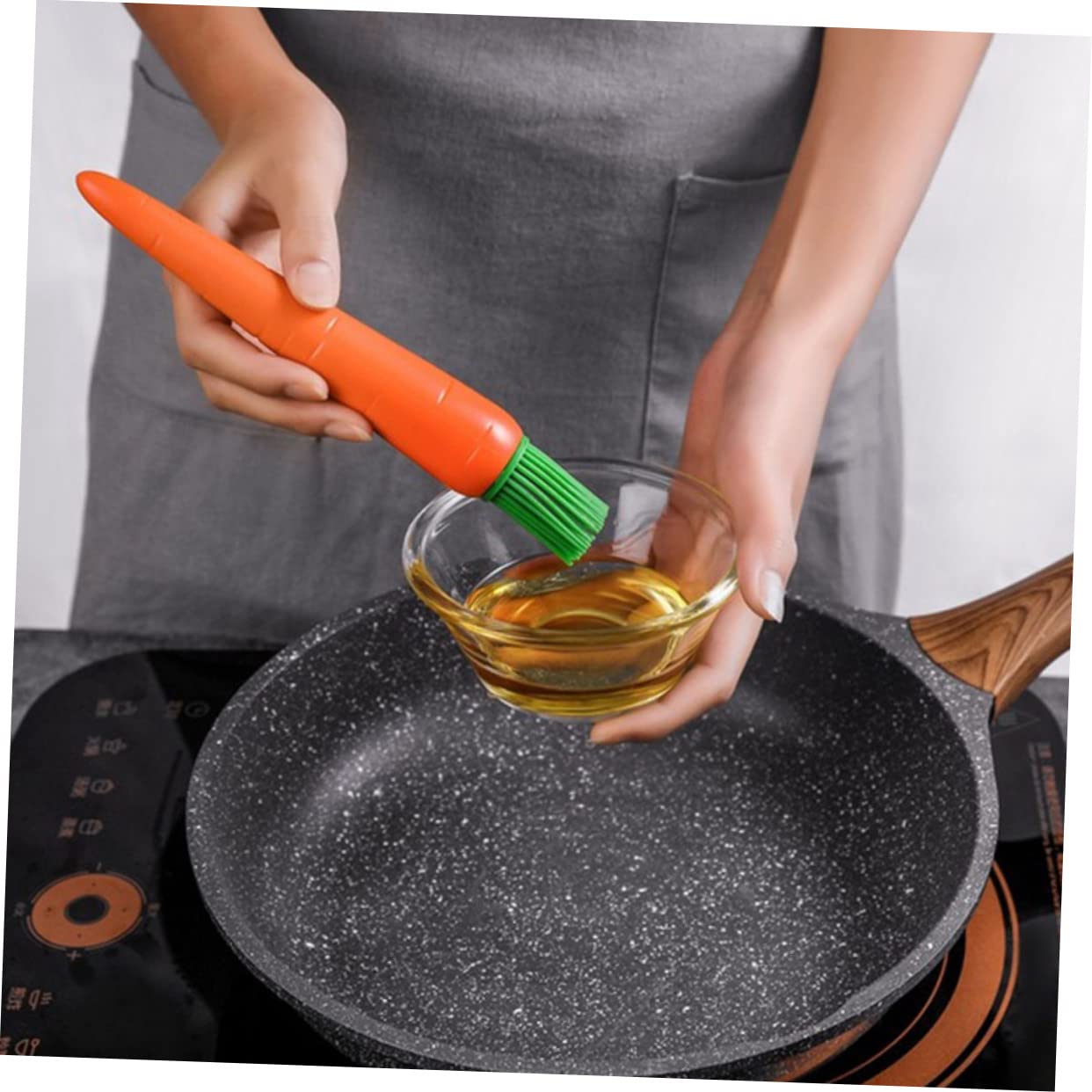 WEKADRIN Carrot Shape Basting Brush Kitchen Tool for Baking Grilling and Frying Easy to Clean Ergonomic -skid Handle Versatile Oil Brush