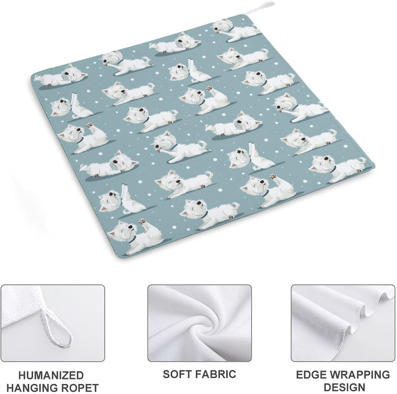 Westie Dog Hand Towels for Bathroom Kitchen Towels Small Towel Handkerchiefs with Hanging Loop 4PCS