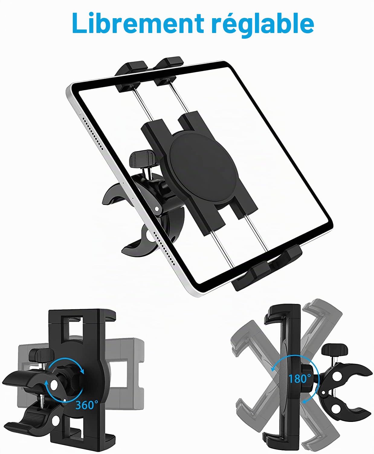 Support Tablette Microphone, Fixation Tablet Pied de Micro Musique | Rotation 360°& Stable - pour iPad Pro 12.9 Air Mini, iPhone, Galaxy, Lenovo, Fire More 4-13" Téléphones Tablettes