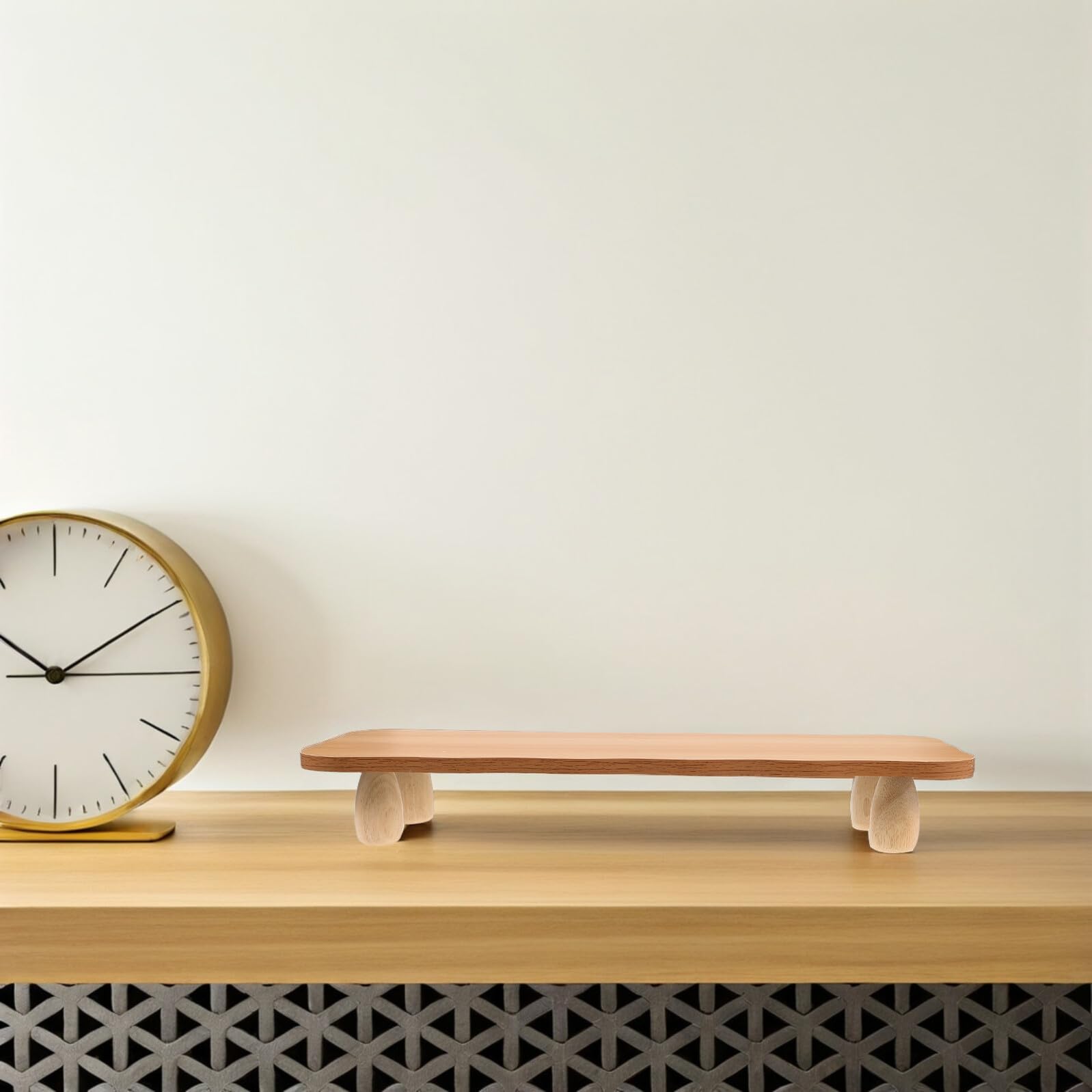 Lurrose Supporto per Monitor da Ufficio in Legno, Rialzo Schermo | Scaffale per Organizzazione Desktop, Design Multifunzionale, Stile Minimal Moderno