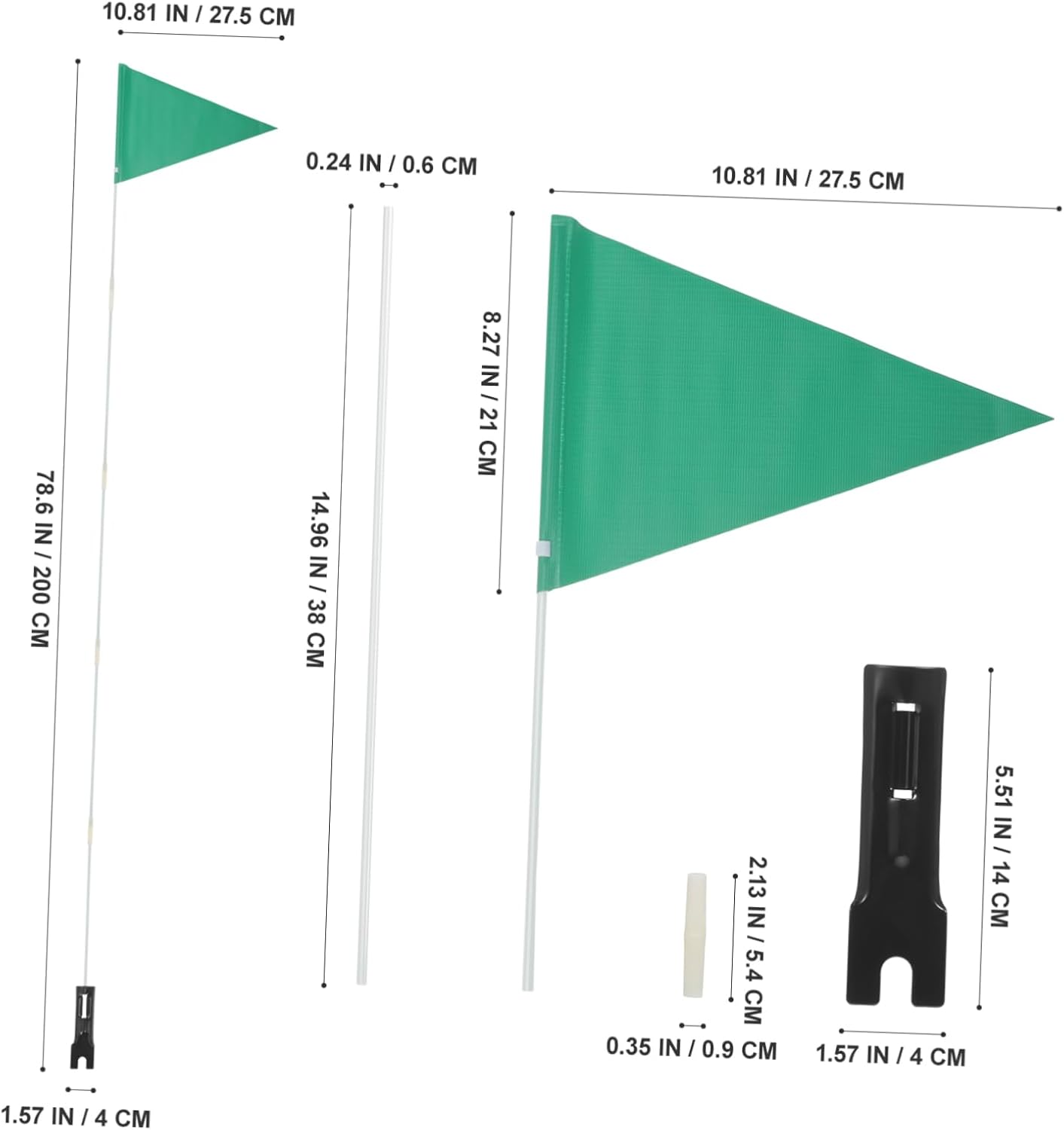 Hemoton Adjustable Kids Bike Safety Flag with Reflective Triangular Tail and 78.74 Inch Pole for Enhanced Visibility and Secure Attachment