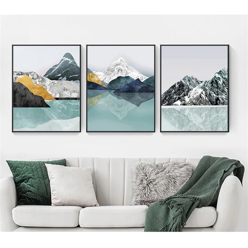 Wuhbcz White Canvas Paints-Abstract Wall Art Picture Canvas Painting Mountain Forest Sunset Landscape Nordic Poster Print Living Room Office Home Corridor Decoration-60 * 70Cm/3Pcs (No Frame)