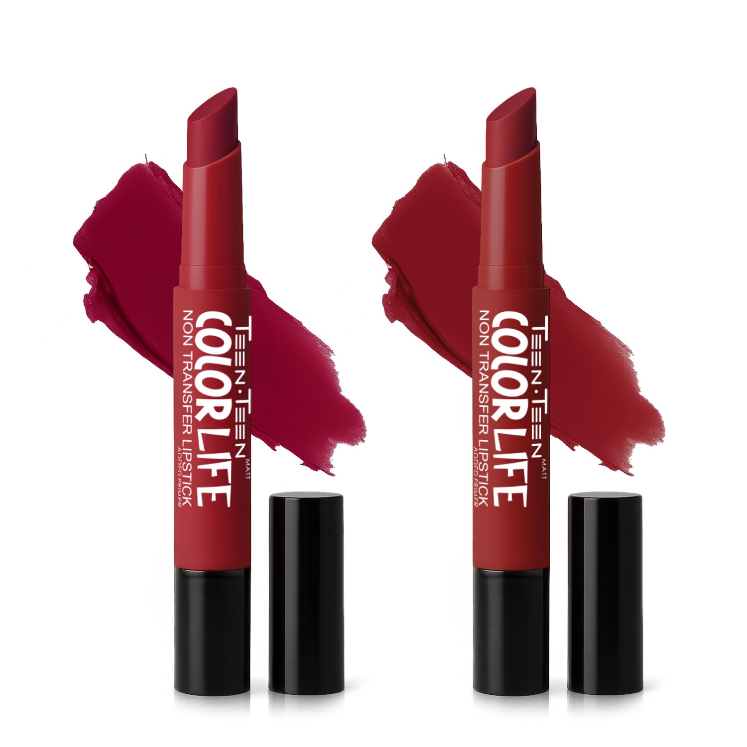 TEEN TEEN Color Life Nontransfer Crayon Lipstick |Matte Finish with Built-in Primer |Waterproof & Long Lasting Lip Color |Smudge-Proof, Fade-Resistant Formula |Combo Color (Ruby Red, Red Wine)-picture-36