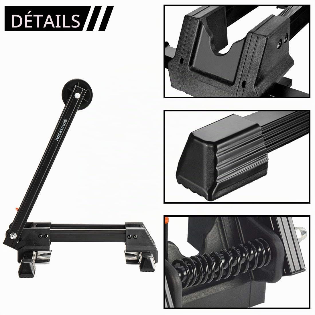 ROCKBROS Support de Velo Sol Râtelier pour 1 VTT Vélo Route Support de Rangement Roue Pliable en Aluminium Porte Vélo pour Roue Fixé Stable 24'' 26'' 27,5'' 700C Noir