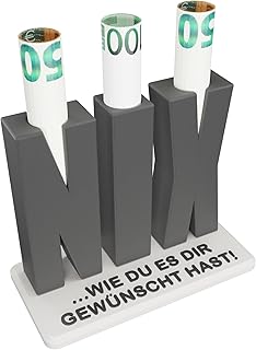 Nix Geburtstags Geschenk - Nichts Buchstaben mit Öffnung für Geldscheine - Weihnachten Geldgeschenk Verpackung - Originelle Geschenke für Frauen und Männer, Kreatives Geburtstagsgeschenk für Frauen