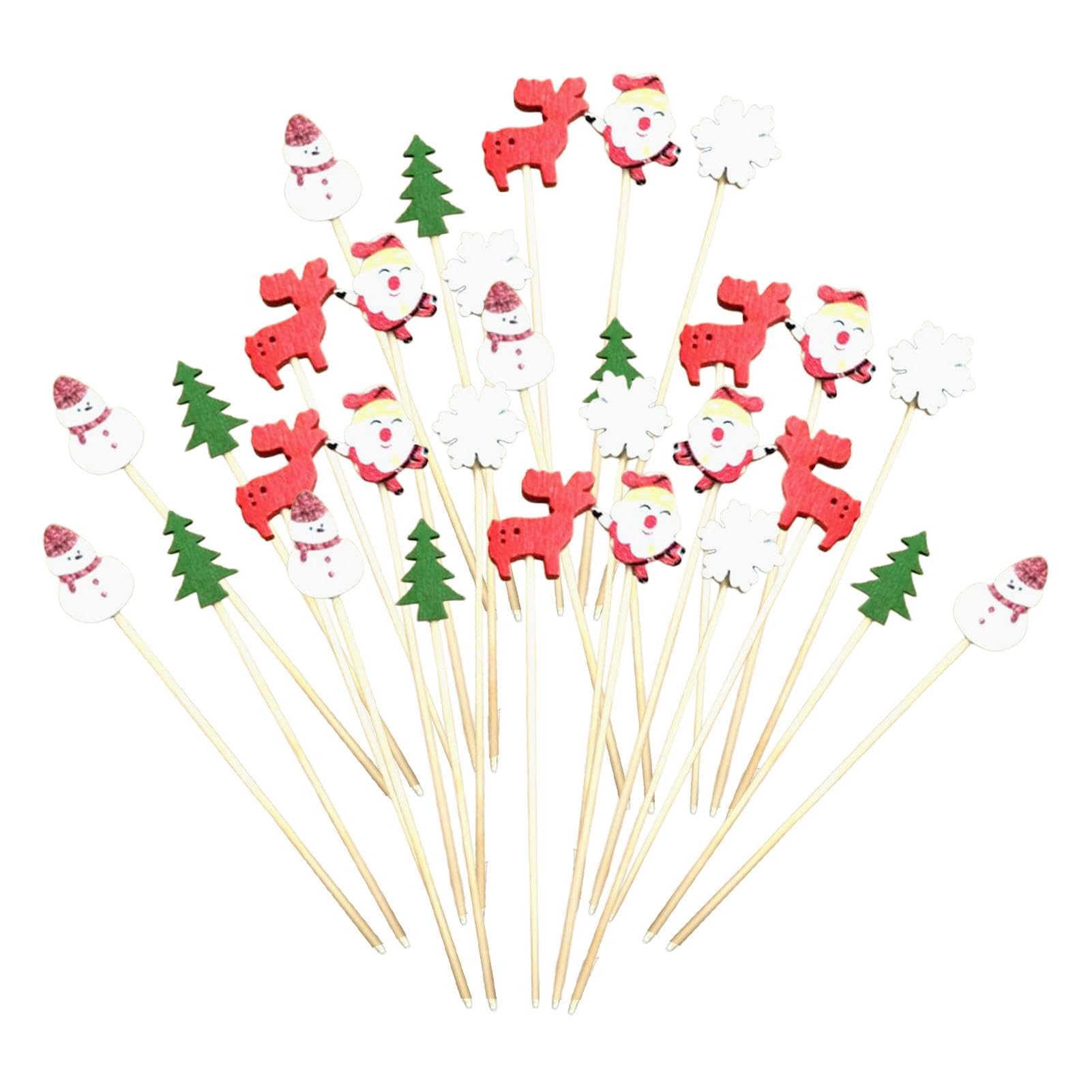 100 Pics à Cocktail En Forme De Sapin De Noël - En Bois, 13 Cm, Pour Décorer Fruits, Desserts, Apéritifs