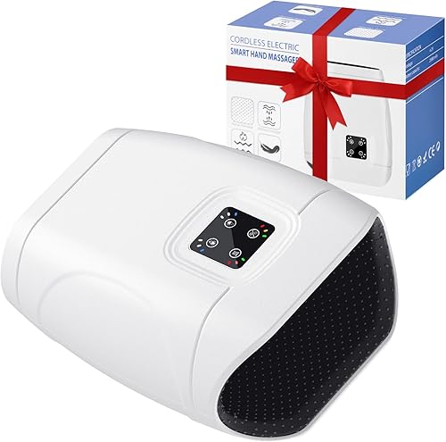 JQX Masajeador de manos inalámbrico con calefacción para artritis y alivio del túnel carpiano, terapia de compresión de 3 niveles con presión de