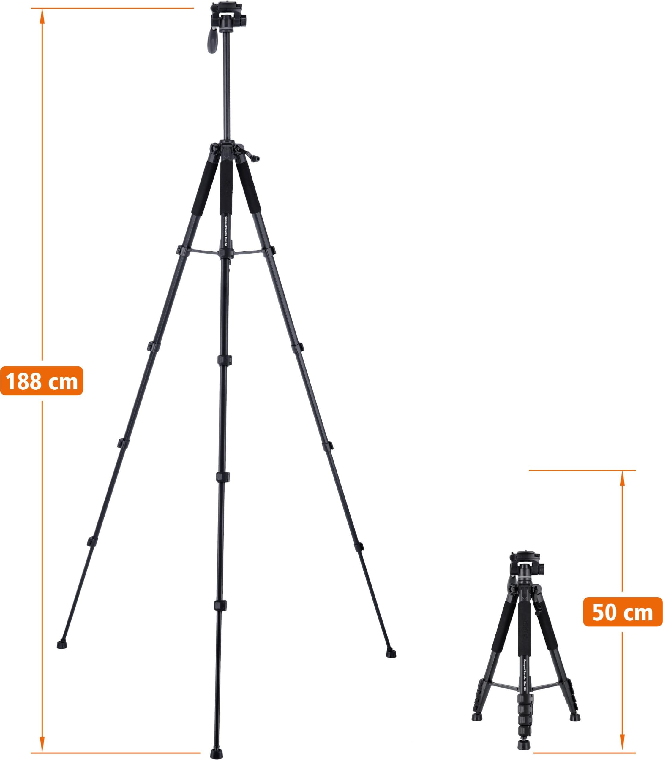 Statyw Rollei Compact Traveler nr 2, 180 cm statyw przenośny aluminiowy aparat podróżny z głowicą kulową i funkcją monopod kompaktowa podpórka fotograficzna z uchwytem na telefon