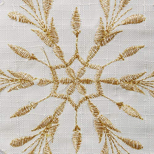 DII Christmas Holiday Embroidered Table Runner, 14X54, Metallic Snowflakes - Image 4