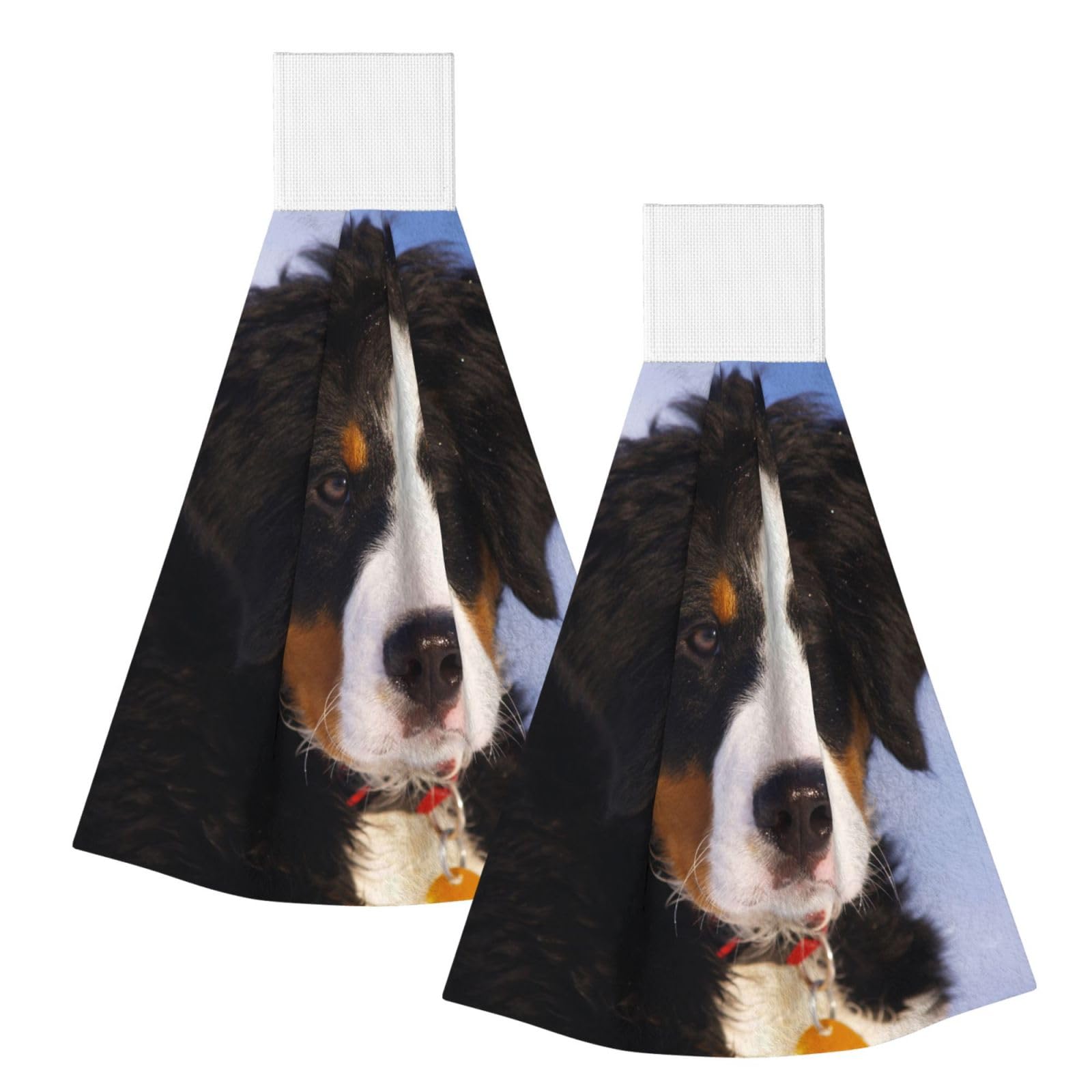DOPKLNA Bernese Mountain Dog, 2 Pcs Hanging Coral Fiber Hand Towels for Bathroom, Absorbent Kitchen Towels